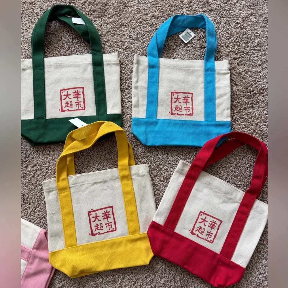 99 Ranch Mini Tote Bags set of 6 Blue Red Green Yellow Pink New With Tags - Picture 4 of 4